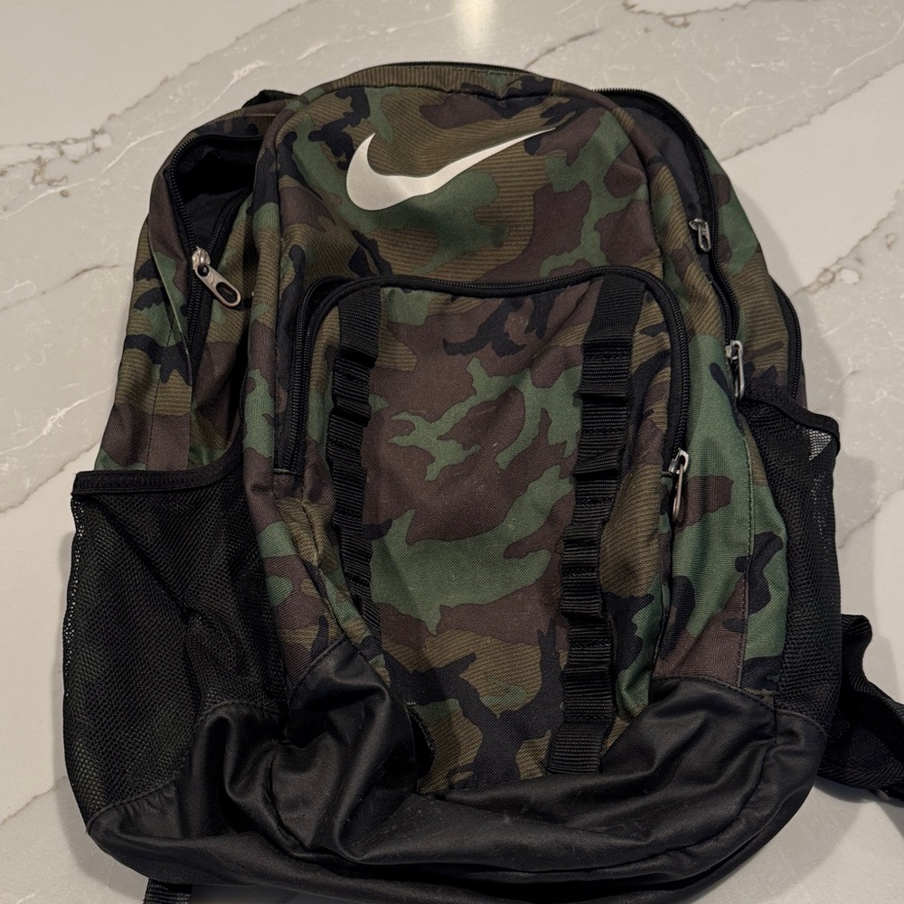 Nike Green and Black Camouflage Backpack